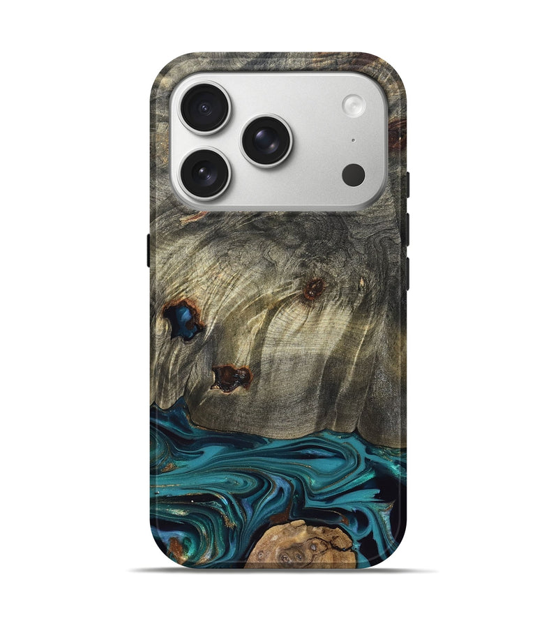 iPhone 17 Pro Wood Live Edge Phone Case - Van (Blue, 832698)