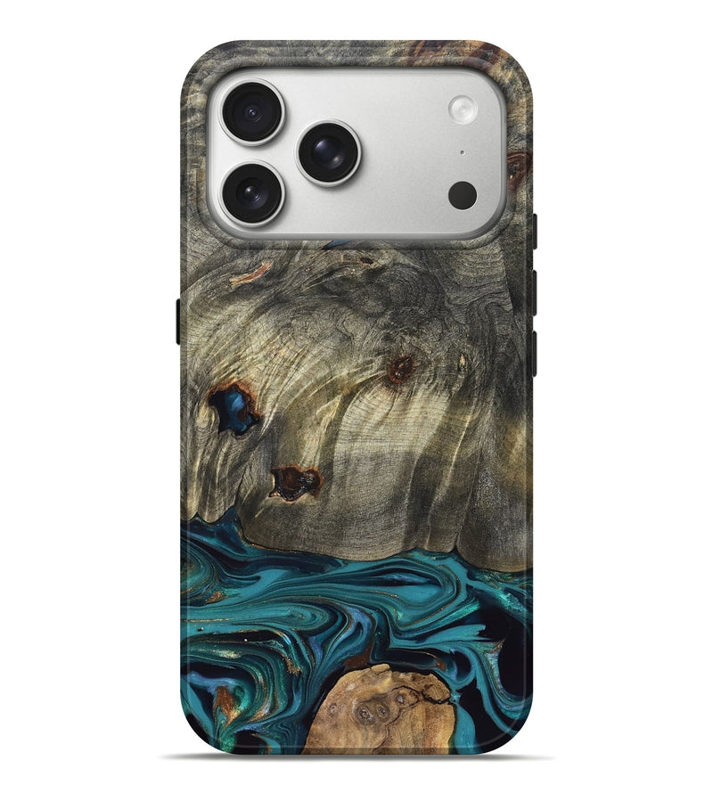 iPhone 17 Pro Max Wood Live Edge Phone Case - Van (Blue, 832698)