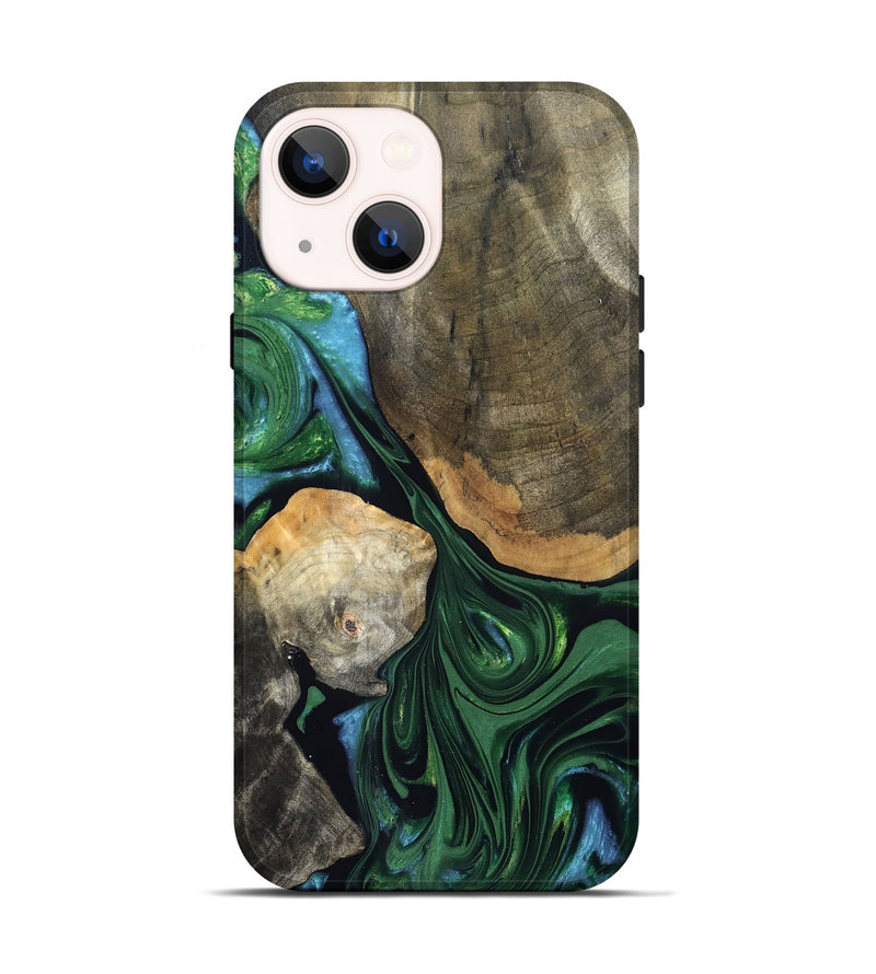 iPhone 14 Wood Live Edge Phone Case - Rubi (Green, 832700)