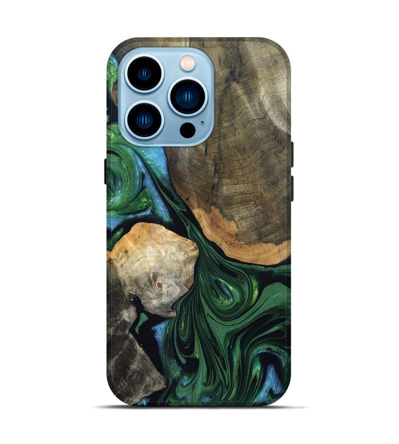 iPhone 14 Pro Wood Live Edge Phone Case - Rubi (Green, 832700)