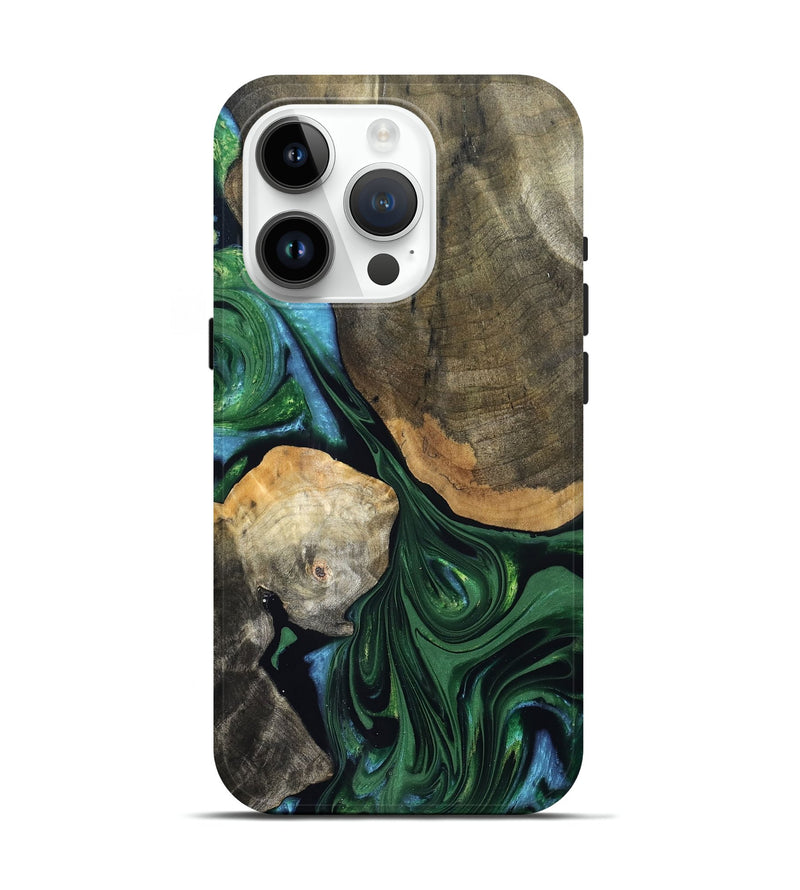 iPhone 15 Pro Wood Live Edge Phone Case - Rubi (Green, 832700)