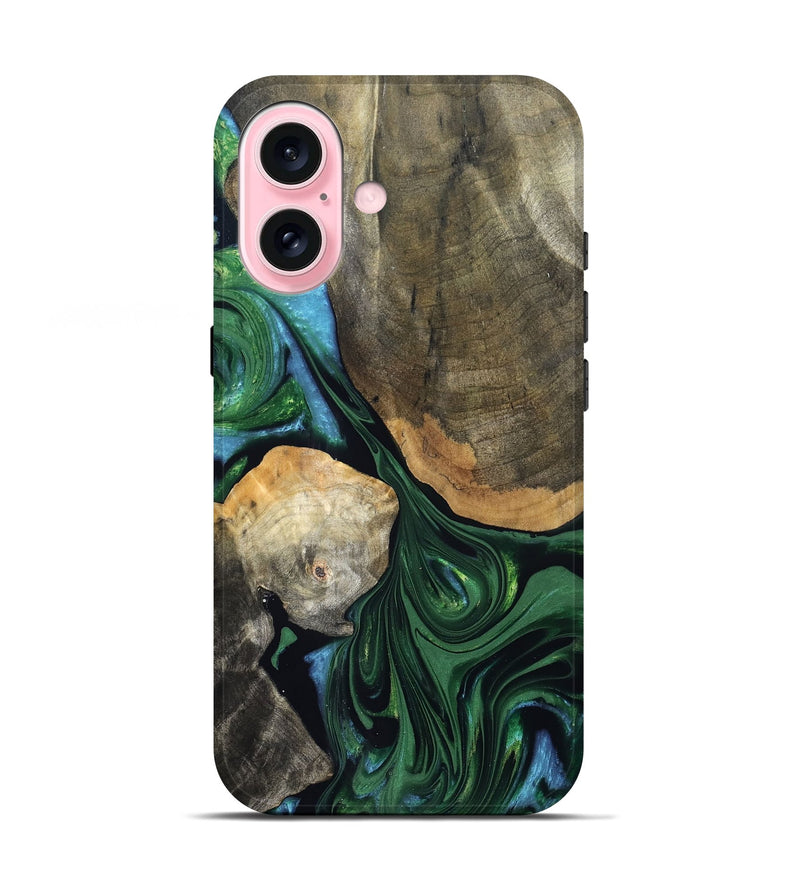 iPhone 17 Wood Live Edge Phone Case - Rubi (Green, 832700)