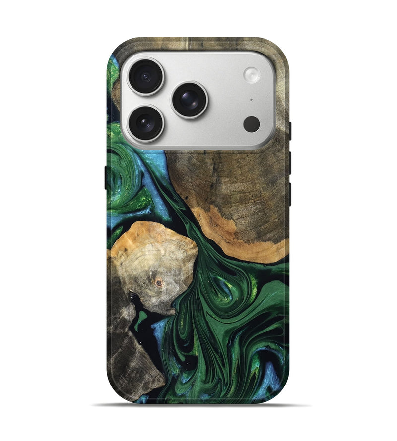 iPhone 17 Pro Wood Live Edge Phone Case - Rubi (Green, 832700)