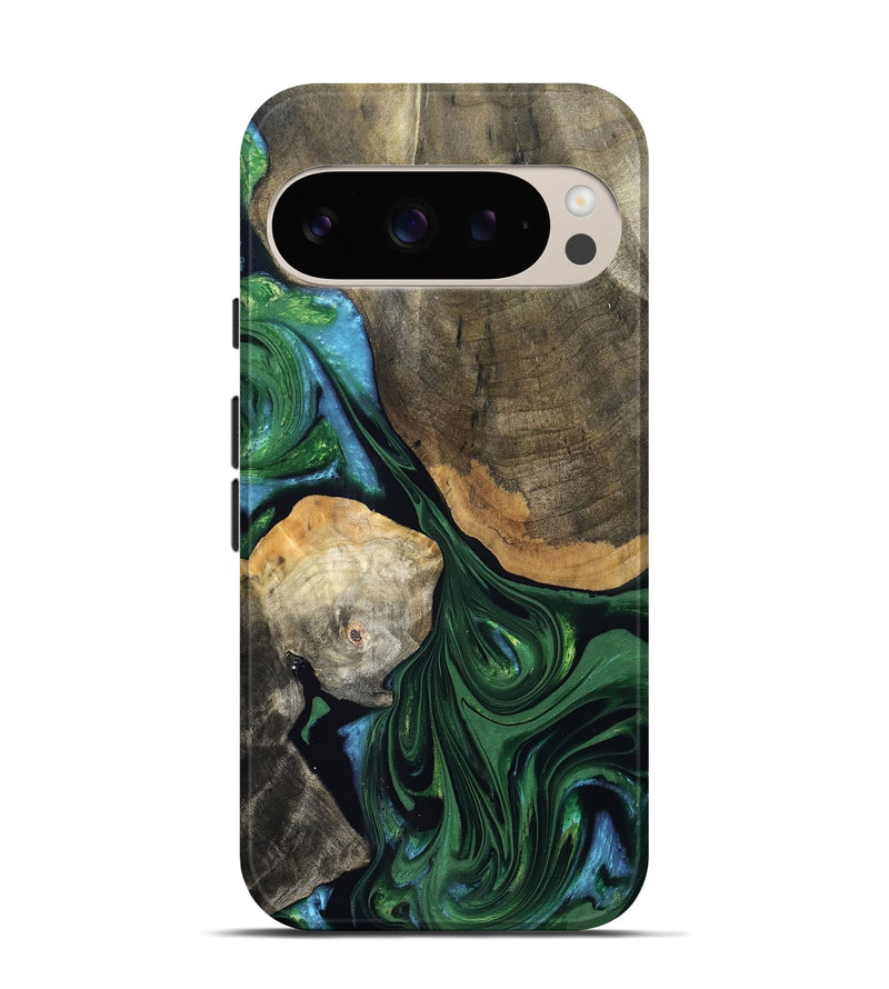 Pixel 9 Pro Wood Live Edge Phone Case - Rubi (Green, 832700)