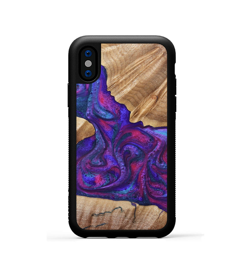 iPhone Xs Wood Phone Case - Vina (Purple, 832721)