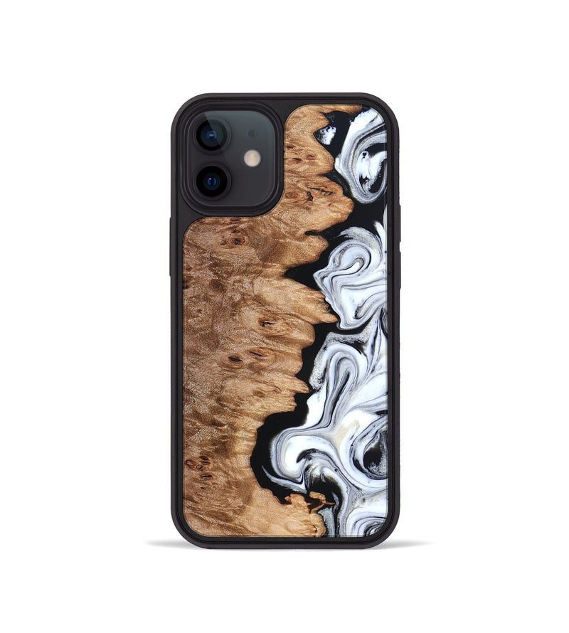 iPhone 12 mini Wood Phone Case - Kayli (Black & White, 832723)