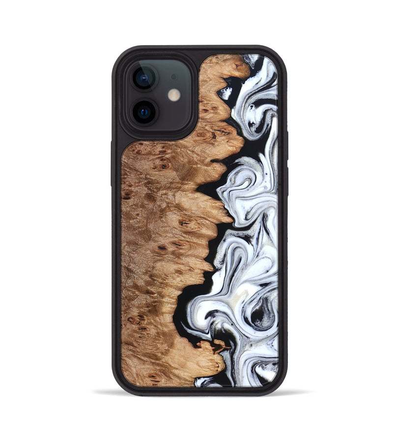 iPhone 12 Wood Phone Case - Kayli (Black & White, 832723)