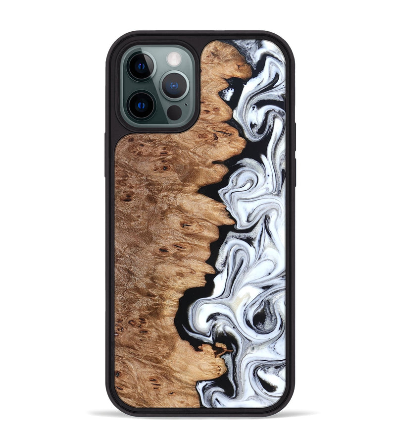 iPhone 12 Pro Max Wood Phone Case - Kayli (Black & White, 832723)
