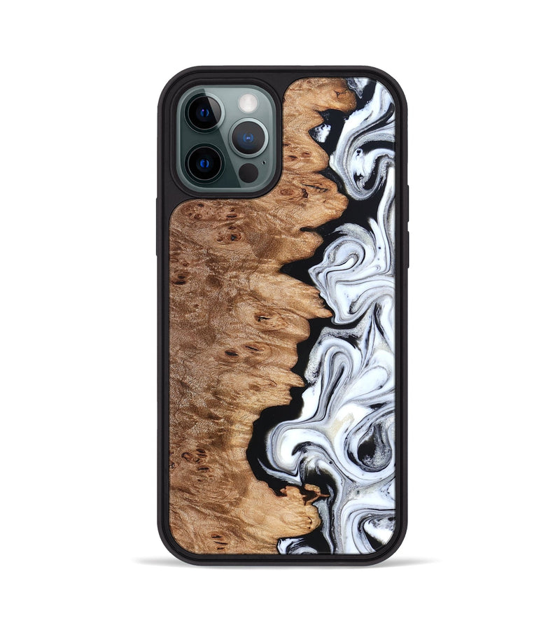 iPhone 12 Pro Wood Phone Case - Kayli (Black & White, 832723)