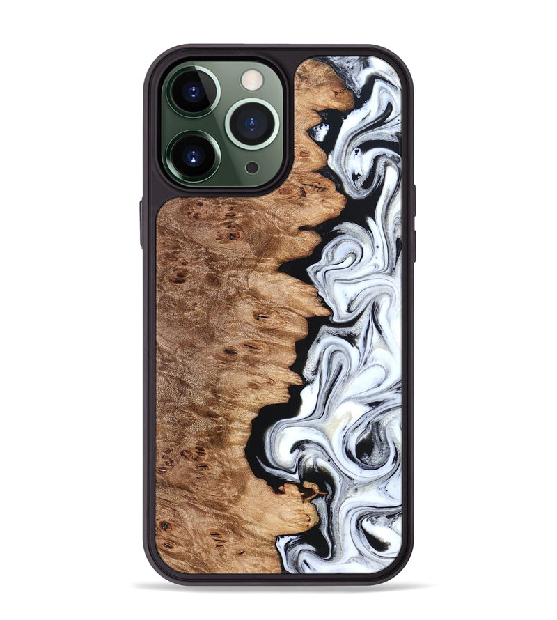 iPhone 13 Pro Max Wood Phone Case - Kayli (Black & White, 832723)