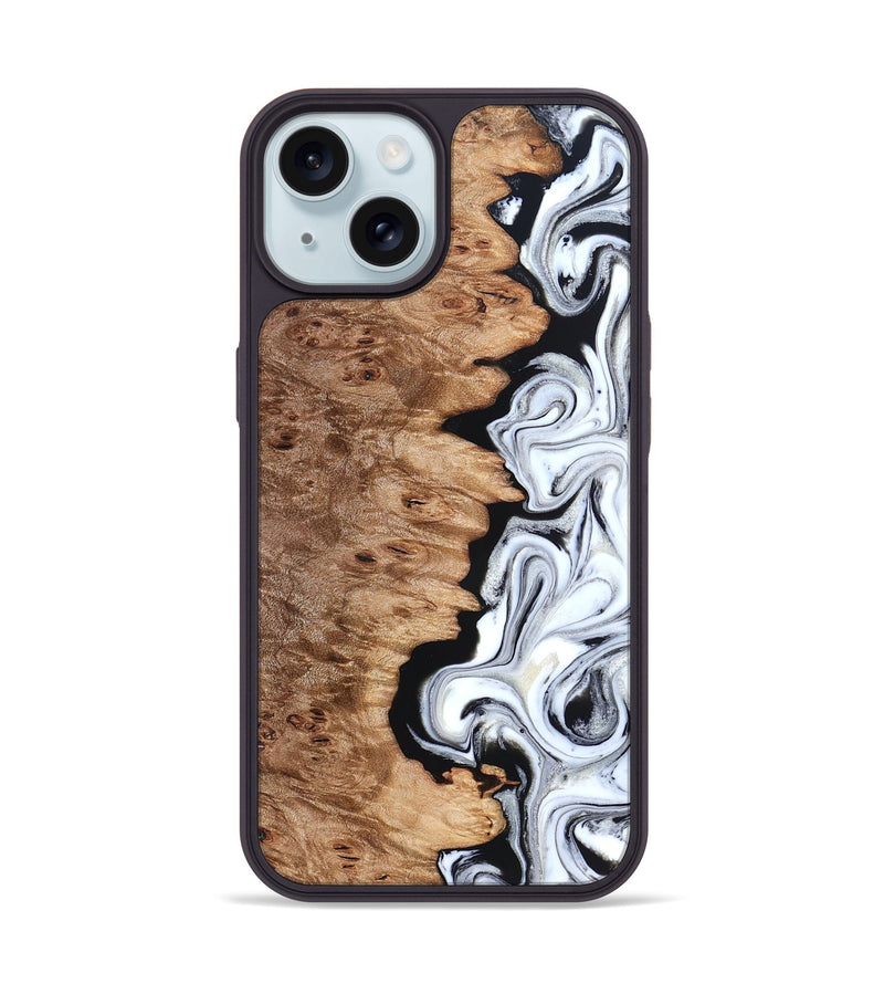 iPhone 15 Wood Phone Case - Kayli (Black & White, 832723)