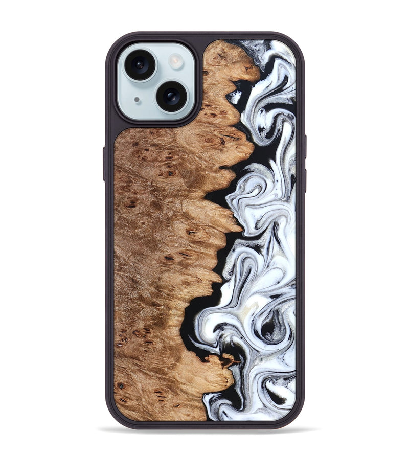 iPhone 15 Plus Wood Phone Case - Kayli (Black & White, 832723)