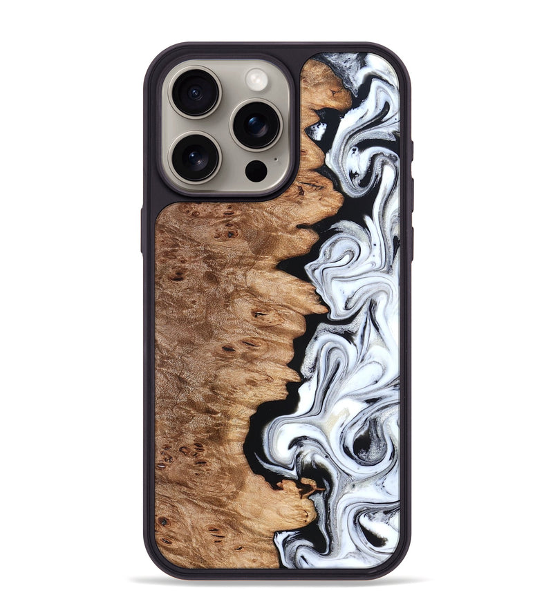 iPhone 15 Pro Max Wood Phone Case - Kayli (Black & White, 832723)