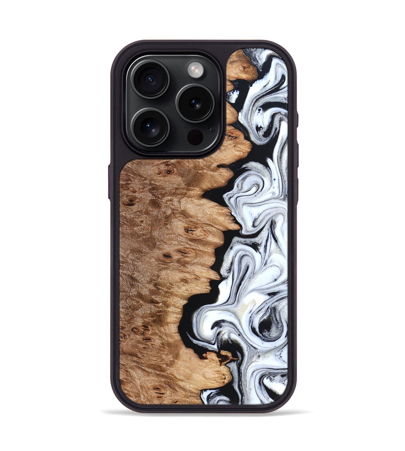 iPhone 15 Pro Wood Phone Case - Kayli (Black & White, 832723)