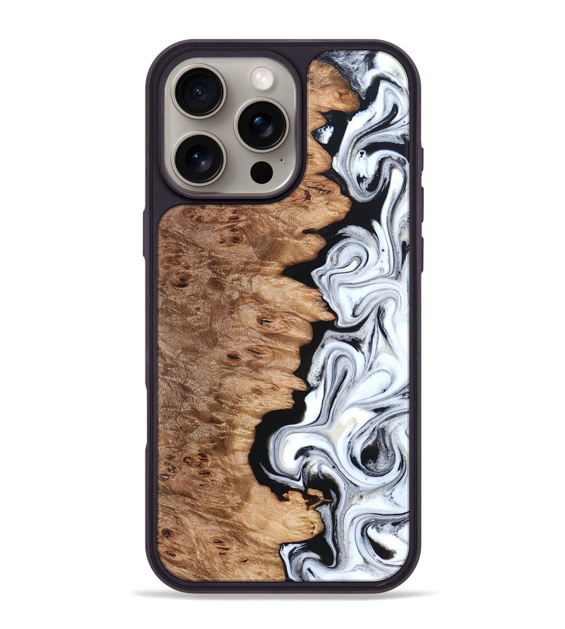 iPhone 16 Pro Max Wood Phone Case - Kayli (Black & White, 832723)