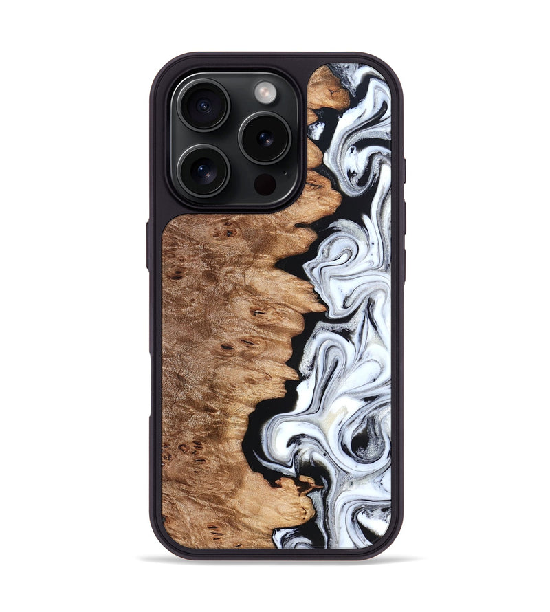 iPhone 16 Pro Wood Phone Case - Kayli (Black & White, 832723)