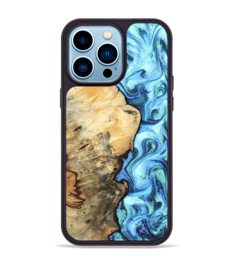 iPhone 14 Pro Max Wood Phone Case - River (Blue, 832724)