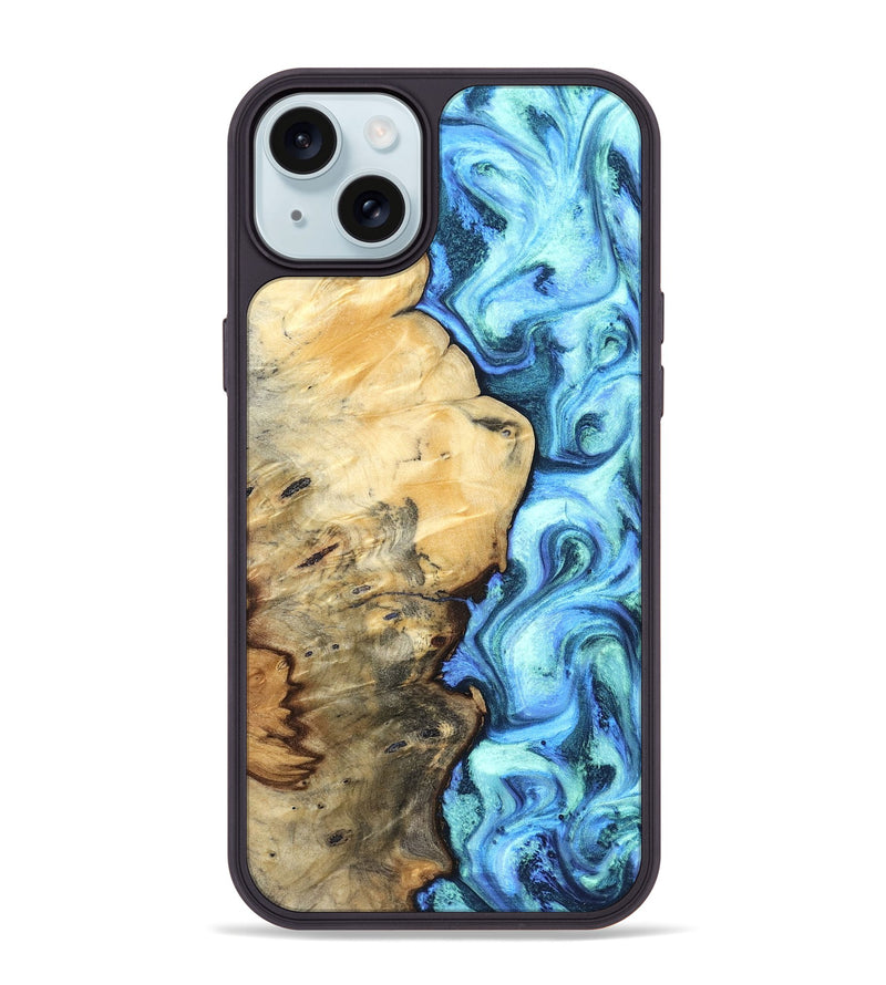 iPhone 15 Plus Wood Phone Case - River (Blue, 832724)