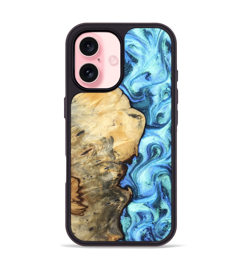 iPhone 16 Wood Phone Case - River (Blue, 832724)