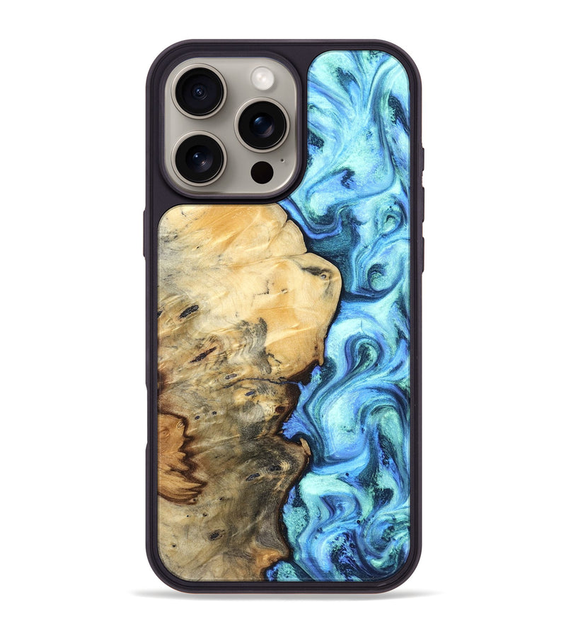 iPhone 16 Pro Max Wood Phone Case - River (Blue, 832724)