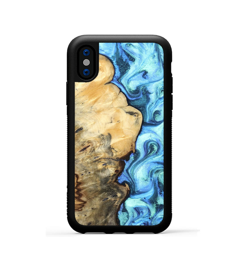 iPhone Xs Wood Phone Case - River (Blue, 832724)
