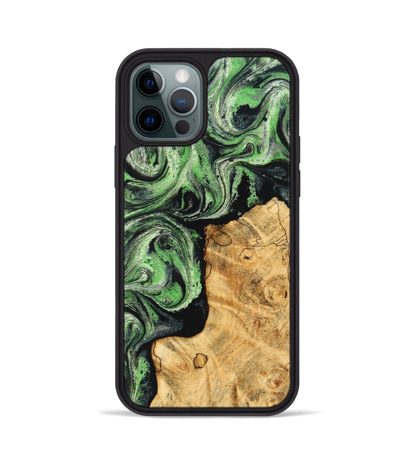 iPhone 12 Pro Wood Phone Case - Malvina (Green, 832730)