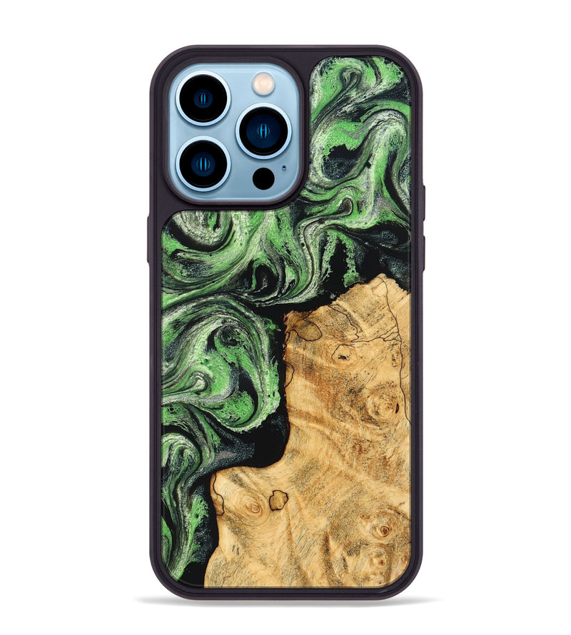 iPhone 14 Pro Max Wood Phone Case - Malvina (Green, 832730)