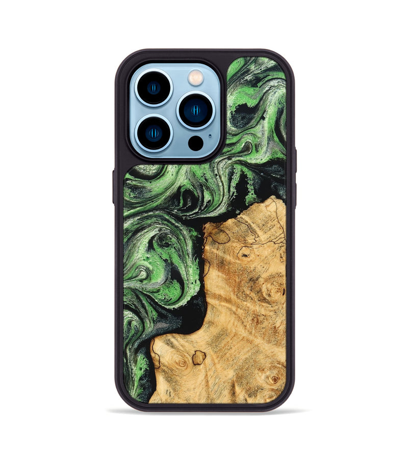 iPhone 14 Pro Wood Phone Case - Malvina (Green, 832730)