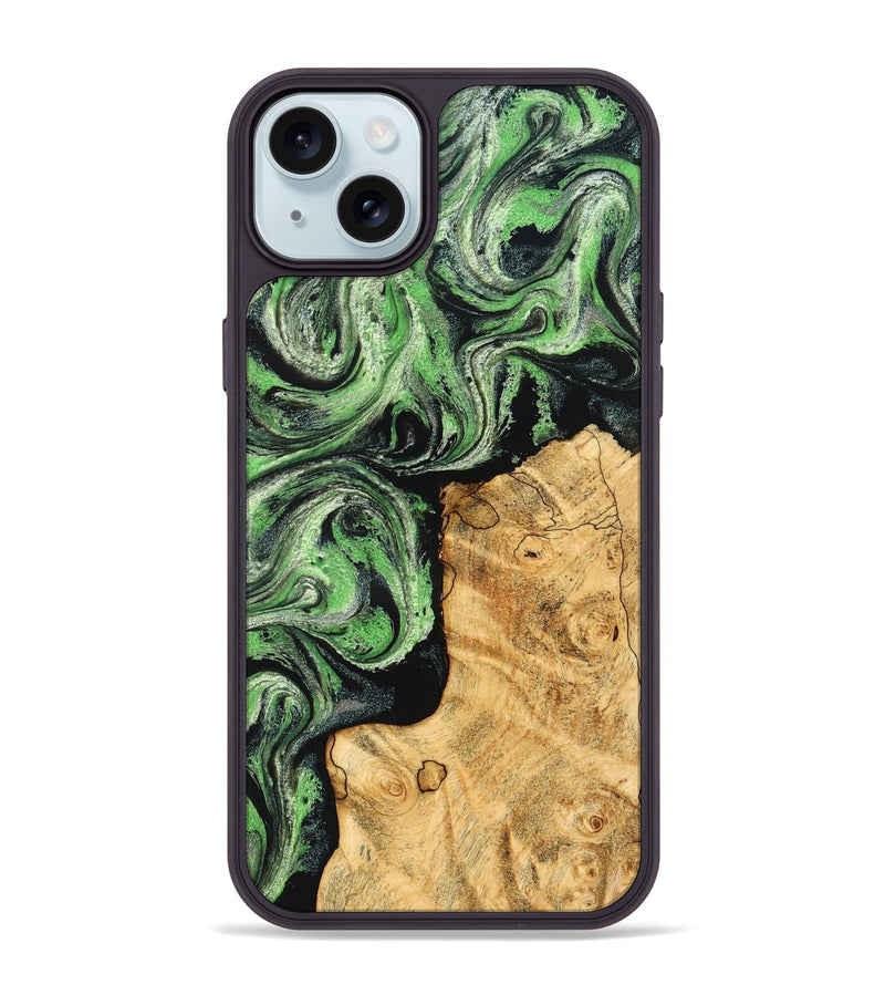 iPhone 15 Plus Wood Phone Case - Malvina (Green, 832730)