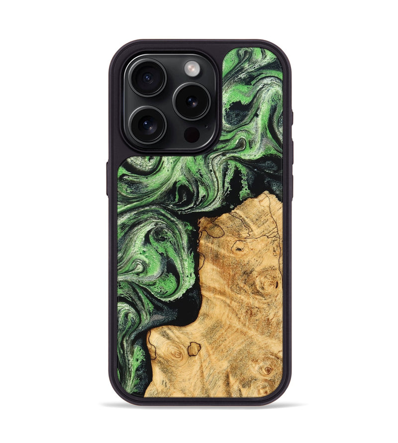 iPhone 15 Pro Wood Phone Case - Malvina (Green, 832730)