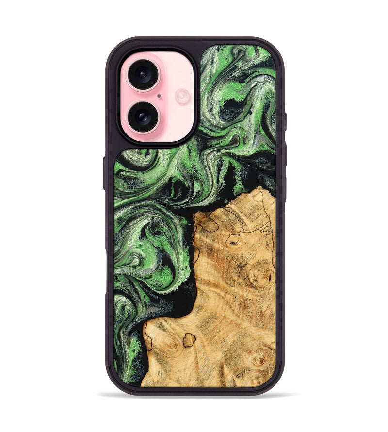 iPhone 16 Wood Phone Case - Malvina (Green, 832730)