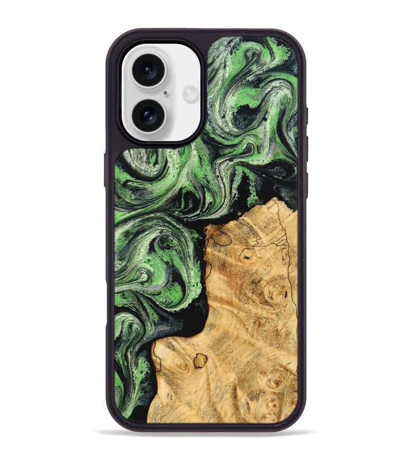 iPhone 16 Plus Wood Phone Case - Malvina (Green, 832730)