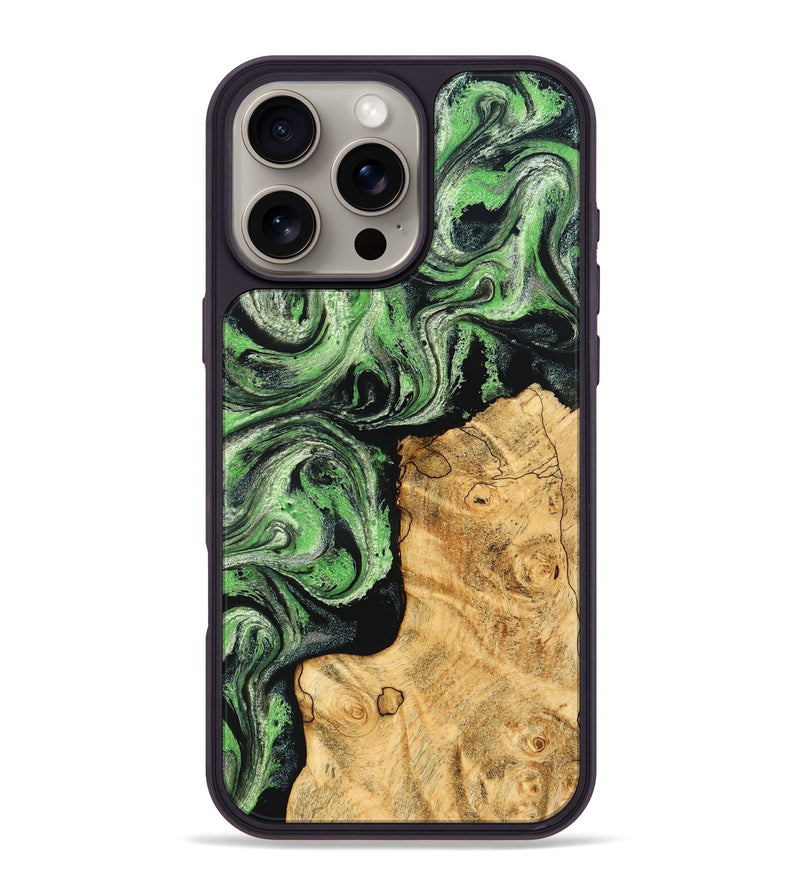 iPhone 16 Pro Max Wood Phone Case - Malvina (Green, 832730)