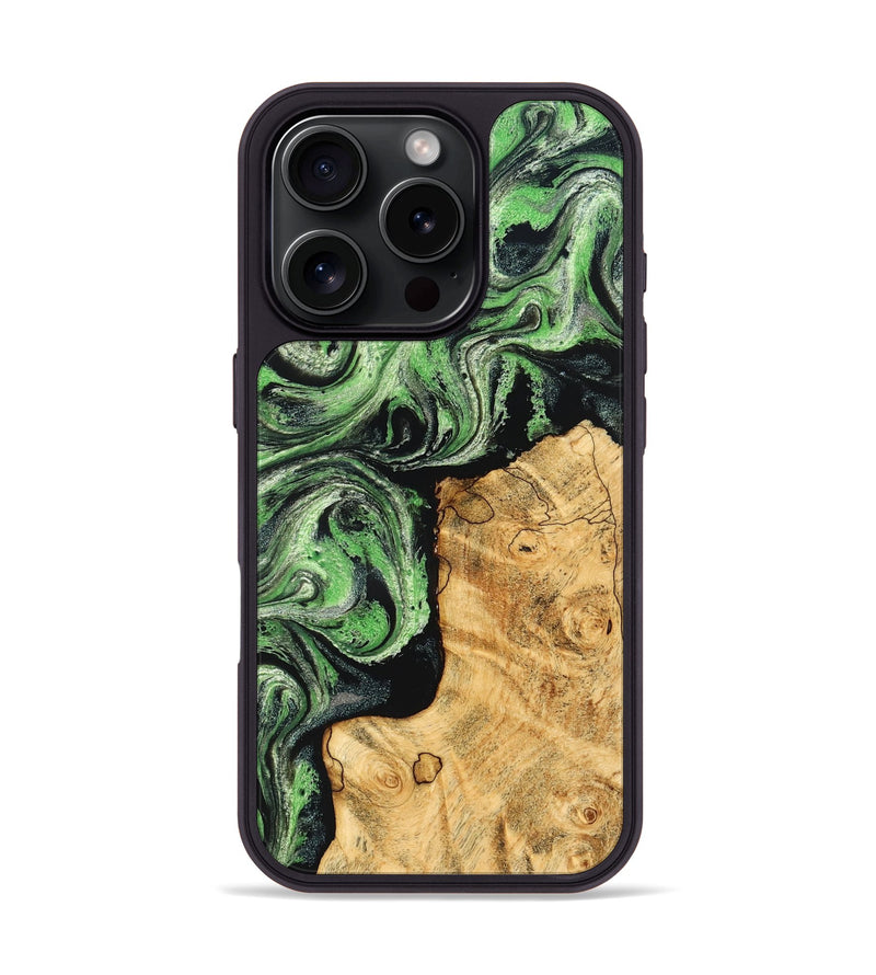 iPhone 16 Pro Wood Phone Case - Malvina (Green, 832730)