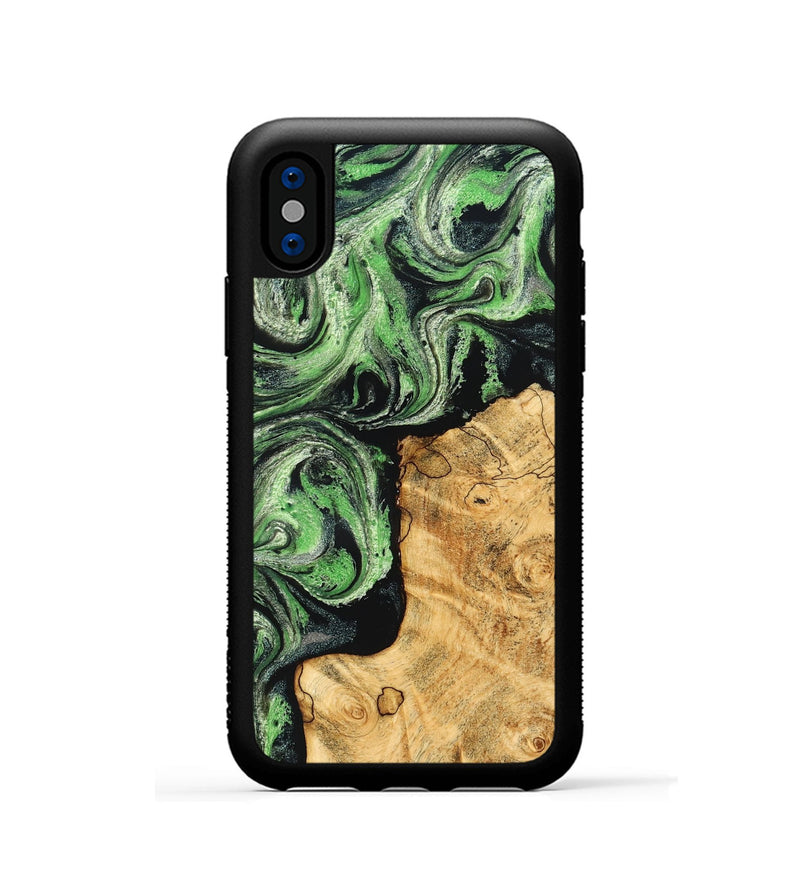 iPhone Xs Wood Phone Case - Malvina (Green, 832730)