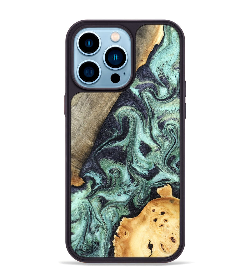 iPhone 14 Pro Max Wood Phone Case - Lester (Green, 832733)