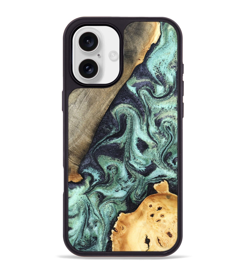 iPhone 16 Plus Wood Phone Case - Lester (Green, 832733)