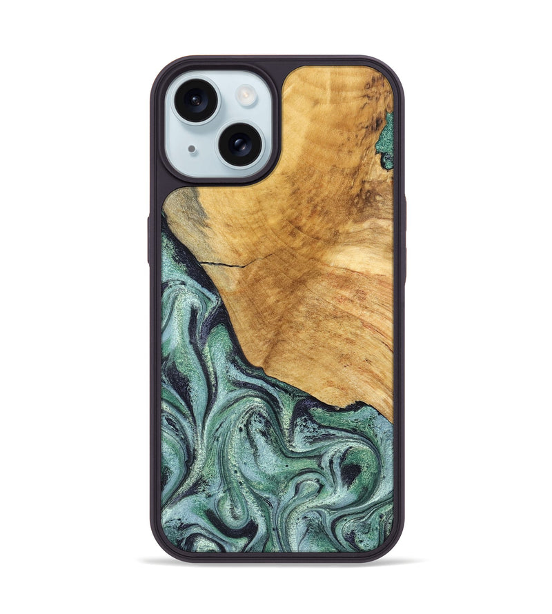 iPhone 15 Wood Phone Case - Dora (Green, 832735)