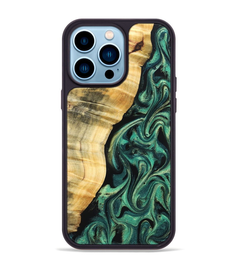 iPhone 14 Pro Max Wood Phone Case - Mikala (Green, 832736)