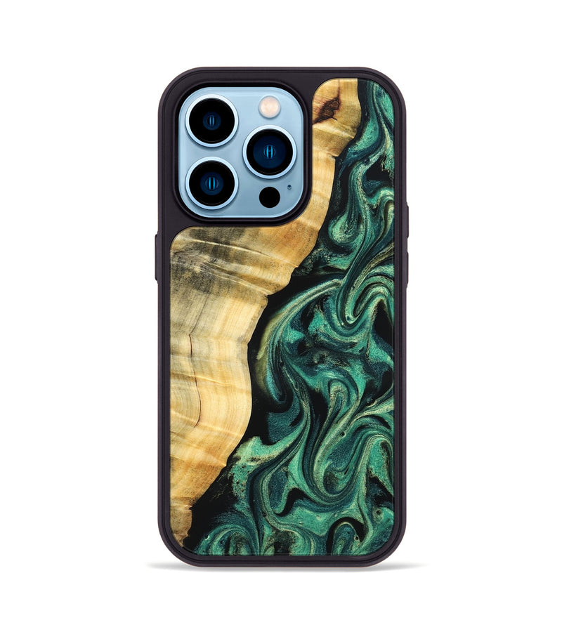 iPhone 14 Pro Wood Phone Case - Mikala (Green, 832736)