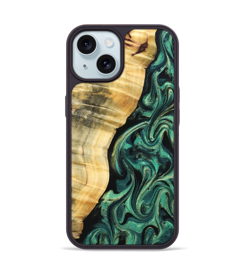 iPhone 15 Wood Phone Case - Mikala (Green, 832736)