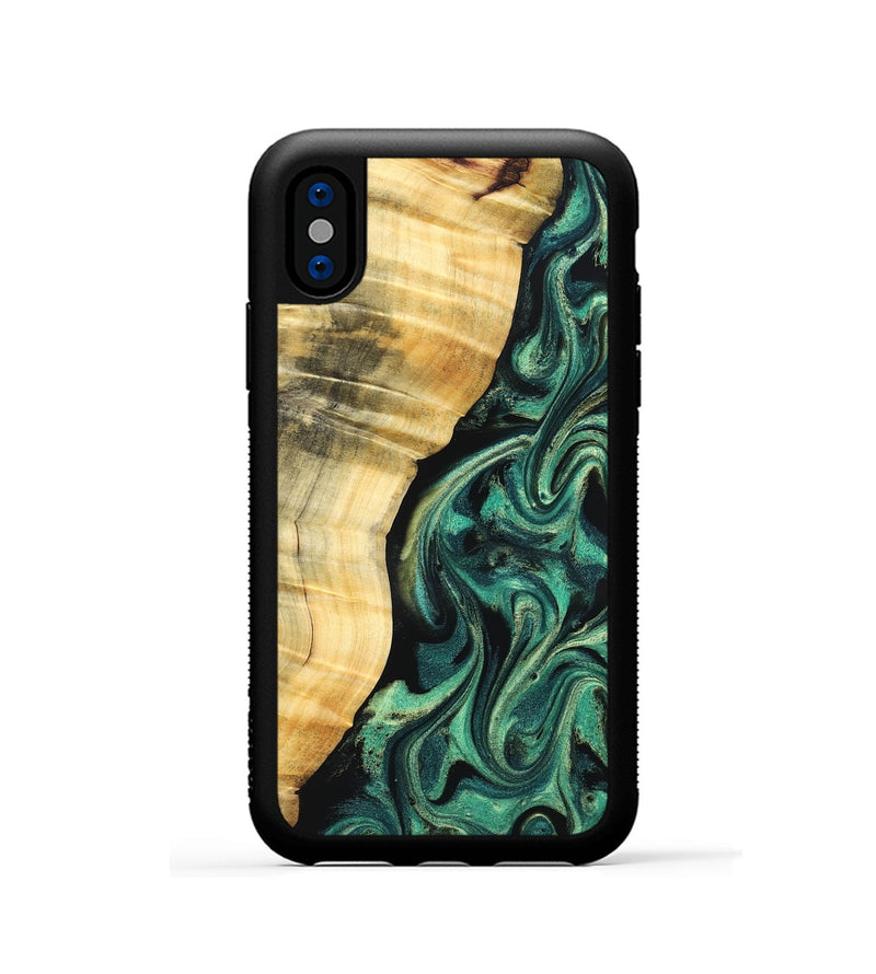 iPhone Xs Wood Phone Case - Mikala (Green, 832736)