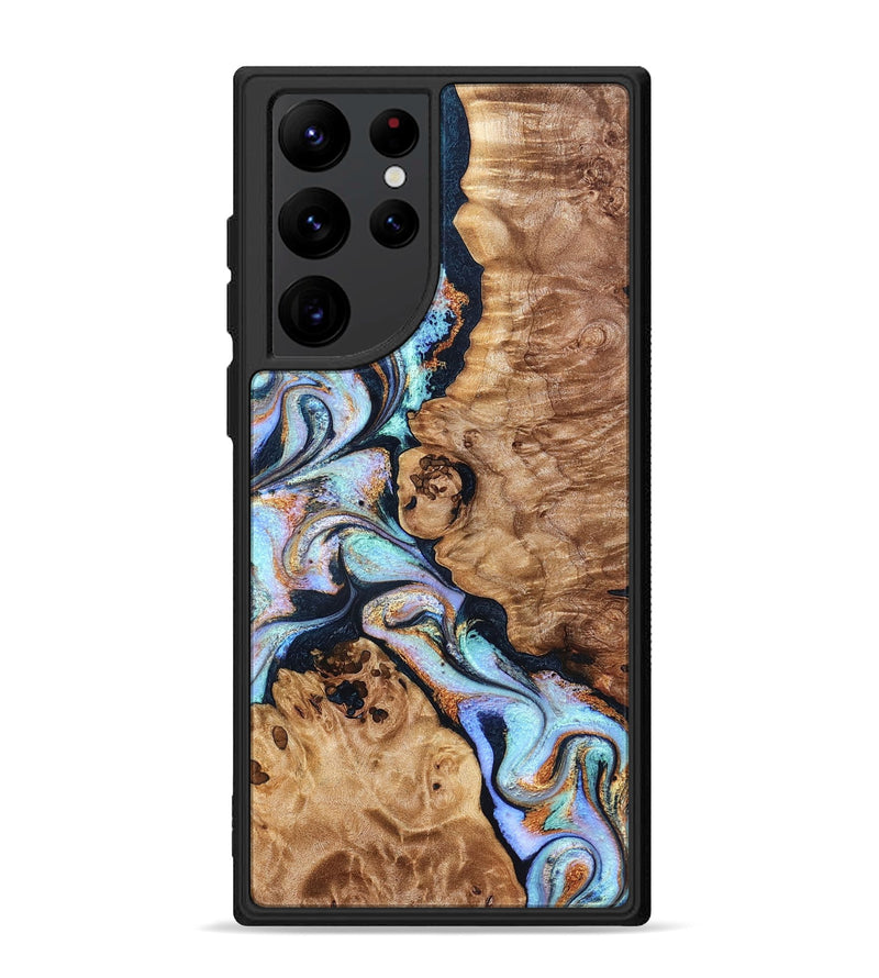 Galaxy S22 Ultra Wood Phone Case - Lane (Teal & Gold, 832738)
