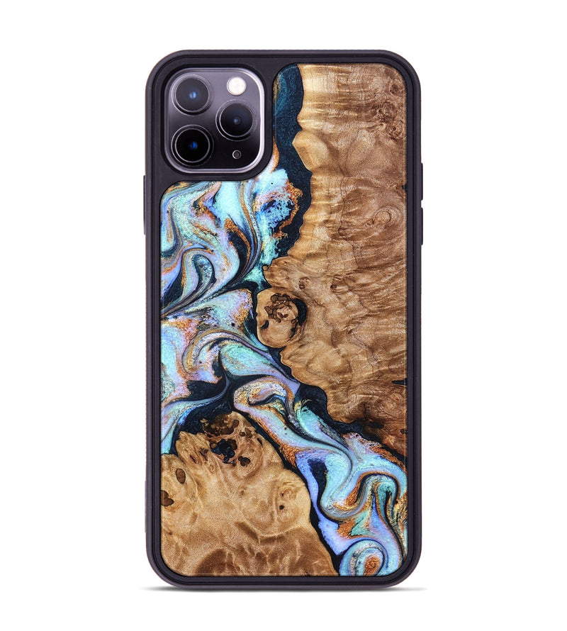 iPhone 11 Pro Max Wood Phone Case - Lane (Teal & Gold, 832738)