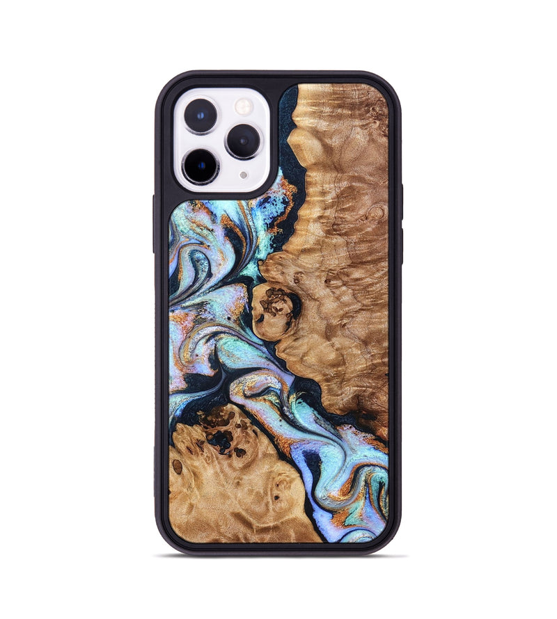 iPhone 11 Pro Wood Phone Case - Lane (Teal & Gold, 832738)