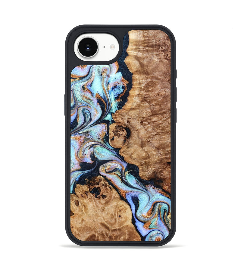 iPhone 16e Wood Phone Case - Lane (Teal & Gold, 832738)