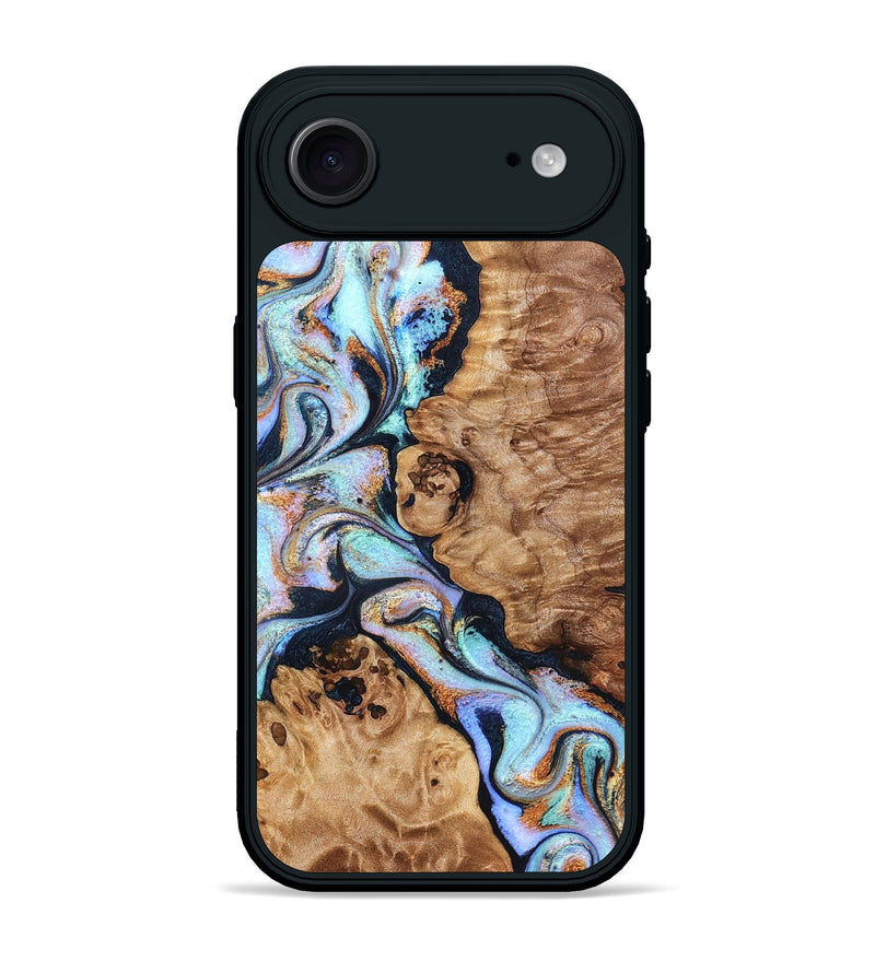 iPhone 17 Air Wood Phone Case - Lane (Teal & Gold, 832738)