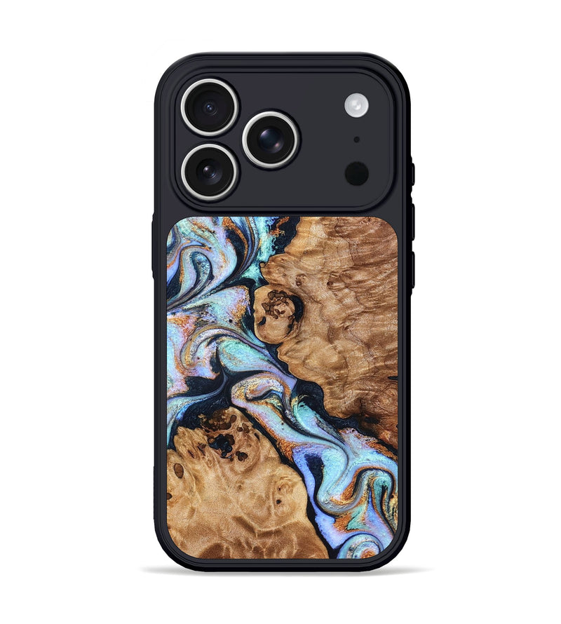 iPhone 17 Pro Wood Phone Case - Lane (Teal & Gold, 832738)