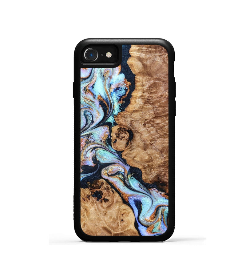 iPhone SE Wood Phone Case - Lane (Teal & Gold, 832738)
