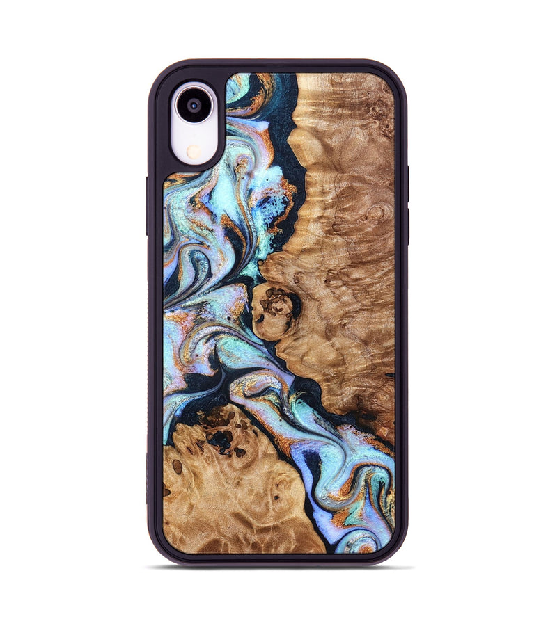 iPhone Xr Wood Phone Case - Lane (Teal & Gold, 832738)